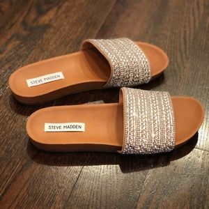 Steve Madden Dazzle Embellished Slide Sandal (NEW)